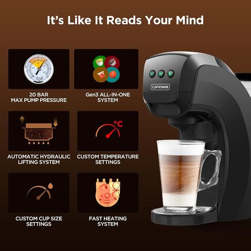 Warriors1 Single Serving Coffee Maker for Keurig K Cup ، Espresso Machine for Nespresso Origin in Kuwait