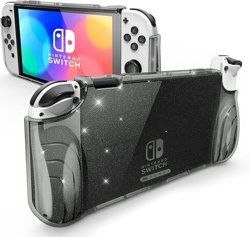 Case Mumba for Nintendo Switch OLED 2021 ، [سلسلة Thunderbolt] غطاء واقي واقي مع GRIP TPU متوافق مع Nintendo Switch New OLED 7 بوصة ووحدة تحكم Joy-Con (Clear) in Kuwait