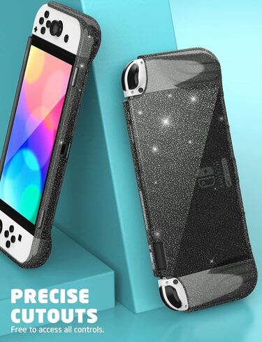 Case Mumba for Nintendo Switch OLED 2021 ، [سلسلة Thunderbolt] غطاء واقي واقي مع GRIP TPU متوافق مع Nintendo Switch New OLED 7 بوصة ووحدة تحكم Joy-Con (Clear) in Kuwait