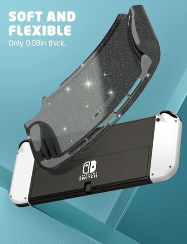Case Mumba for Nintendo Switch OLED 2021 ، [سلسلة Thunderbolt] غطاء واقي واقي مع GRIP TPU متوافق مع Nintendo Switch New OLED 7 بوصة ووحدة تحكم Joy-Con (Clear) in Kuwait