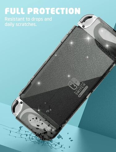 Case Mumba for Nintendo Switch OLED 2021 ، [سلسلة Thunderbolt] غطاء واقي واقي مع GRIP TPU متوافق مع Nintendo Switch New OLED 7 بوصة ووحدة تحكم Joy-Con (Clear) in Kuwait