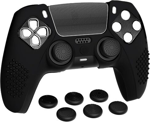 Playvital لجلد وحدة التحكم PS5 | شحن قفص الاتهام ودود ، ومرصعة ثلاثية الأبعاد مرصعة من الحامي المضاد للانزلاق غطاء ناعم مع 6 قبضة الإبهام و 2 ملصقات ، واضحة أبيض in Saudi Arabia
