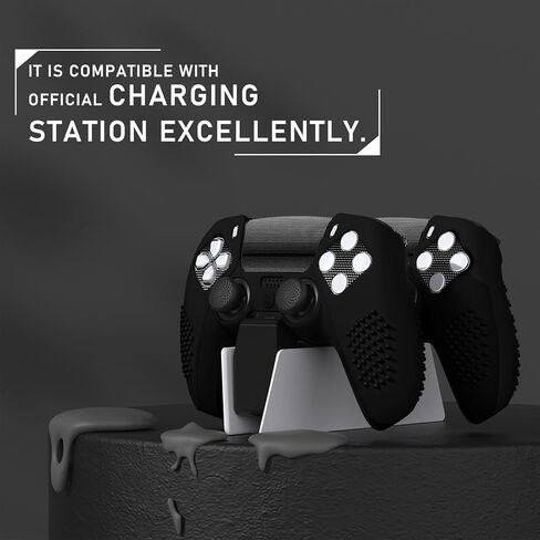 Playvital لجلد وحدة التحكم PS5 | شحن قفص الاتهام ودود ، ومرصعة ثلاثية الأبعاد مرصعة من الحامي المضاد للانزلاق غطاء ناعم مع 6 قبضة الإبهام و 2 ملصقات ، واضحة أبيض in Saudi Arabia