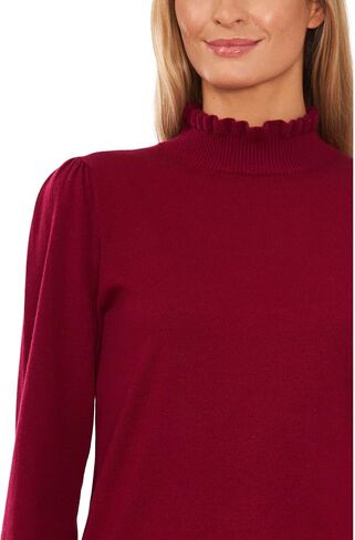 CeCe Mock Neck Ruffle Cuff Sweater Rich Black SM in Kuwait