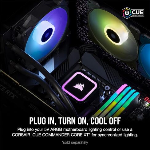 Corsair H60X RGB Elite CPU CPU CONDER - 16 RGLEDS Dynamic - SP120 Series Series PWM مع تقنية AirGuide - Intel® LGA 1700 ، 1200 ، 115x ، 2066 ، AMD® AM5/AM4 Sockets - Black (Renewed) in Saudi Arabia