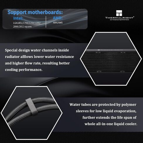 Thermalright Wonder Vision 360 Turbo ARGB Black AIO CPU Cooling, CPU Water Cooler System, 6.67 Inch Curved Screen with 2400x1080 Resolution, for AM4/AM5, LGA1851/1700, 7:3 Visual Scale Screen Ratio in Saudi Arabia
