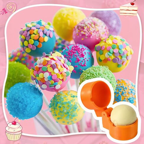 2 PCS Round Cake Pop Mold Shapes Press Set, 3D Printed Sphere Circle Cake Pop Cutter and Pusher, Baking Tools Accessories for Home Baking, Birthday Parties, Wedding Desserts in Kuwait