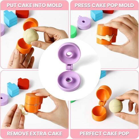 2 PCS Round Cake Pop Mold Shapes Press Set, 3D Printed Sphere Circle Cake Pop Cutter and Pusher, Baking Tools Accessories for Home Baking, Birthday Parties, Wedding Desserts in Kuwait