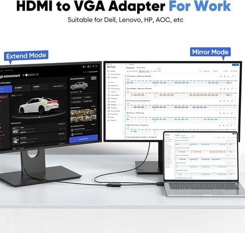 HDMI إلى VGA 10 عبوات ، محول HDMI-to-VGA أحادي الاتجاه إلى VGA من الذكور المطلي بالذهب إلى الإناث للمراقبة ، جهاز العرض ، HDTV ، الكمبيوتر المحمول ، الكمبيوتر ، سطح المكتب ، Chromebook ، Roku ، Xbox وأكثر من ذلك in Kuwait