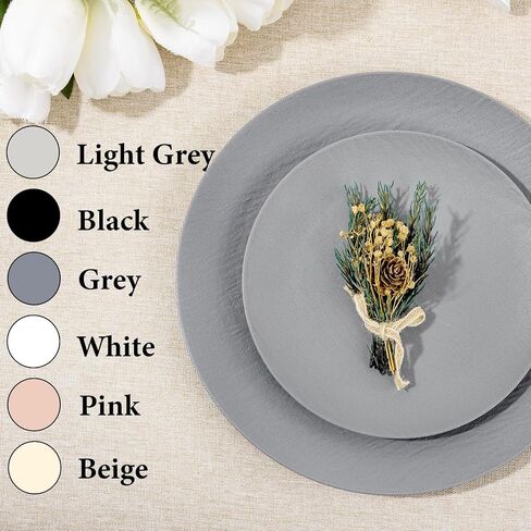 WONDERFUL 32pcs Light Grey Plastic Plates Reusable Unbreakable & Dishwasher safe Dishes Set Outdoor Plates Includes:16 Dinner 10" and 16 Dessert Plate 7.3" Ideal for BBQ Camping in Saudi Arabia