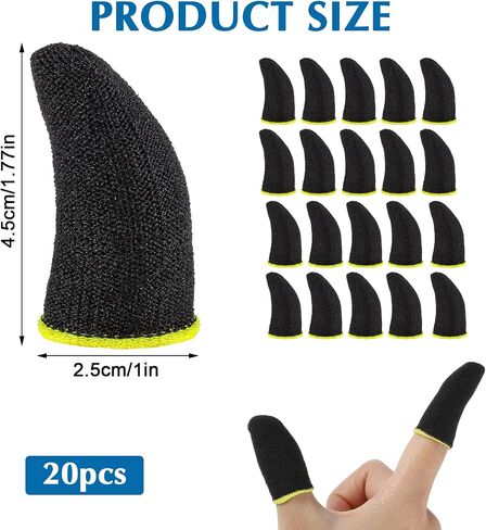 20 PCS قفازات إصبع ألعاب ، وأكمام إصبع ألعاب الكربون الرفيعة فائقة ، ومضادة للانزلاق DEDALES GAMER لجميع أجهزة الشاشة التي تعمل باللمس ، والتنفس المريح in Kuwait