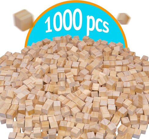 1/2 Inch Unfinished Wood Craft Cubes - 1000 pcs Bulk Pack of Blocks in Kuwait