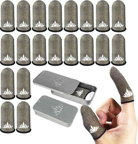 JWH Ultra-Thin Pure Silver Fiber Gaming Finger Thumb Sleeve, Silky Sensitivity,20 Pack Guantes para Dedos dedales Gamer profesionales,with 2 pcs Storage Box,Dedales Gamer,for PUBG Gaming Cots​ Gloves in Saudi Arabia