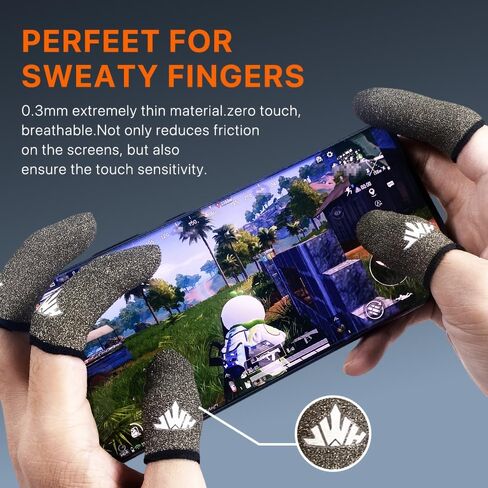 JWH Ultra-Thin Pure Silver Fiber Gaming Finger Thumb Sleeve, Silky Sensitivity,20 Pack Guantes para Dedos dedales Gamer profesionales,with 2 pcs Storage Box,Dedales Gamer,for PUBG Gaming Cots​ Gloves in Saudi Arabia