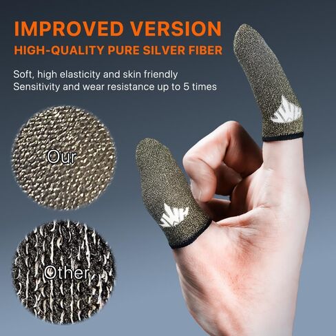 JWH Ultra-Thin Pure Silver Fiber Gaming Finger Thumb Sleeve, Silky Sensitivity,20 Pack Guantes para Dedos dedales Gamer profesionales,with 2 pcs Storage Box,Dedales Gamer,for PUBG Gaming Cots​ Gloves in Saudi Arabia