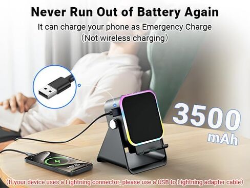 Induction Speaker with Phone Stand 5 in 1 Wireless Induction Bluetooth Audio for iPhone Android Phone Speakers Amplifier with Rechargeable Colorful Light, Birthday Gifts for Men Women Teens (Black) in Kuwait