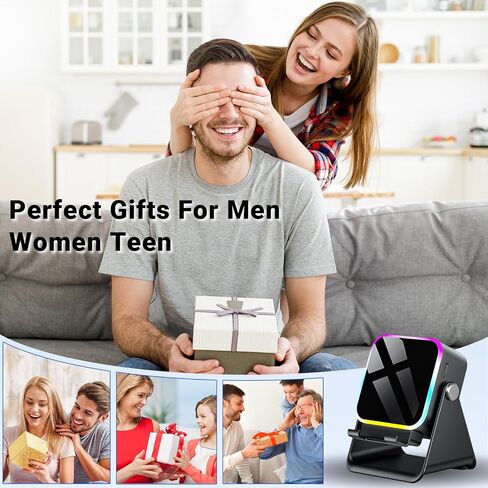 Induction Speaker with Phone Stand 5 in 1 Wireless Induction Bluetooth Audio for iPhone Android Phone Speakers Amplifier with Rechargeable Colorful Light, Birthday Gifts for Men Women Teens (Black) in Kuwait