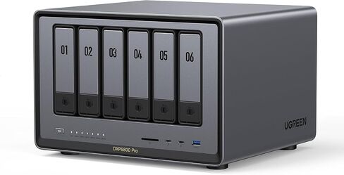 UGREEN NASYNC DXP6800 Plus 6-Bay Desktop NAS Support STAINGE CATERSS تصل إلى 196 تيرابايت مع كابل HDMI 6K 8K معتمد. in Saudi Arabia