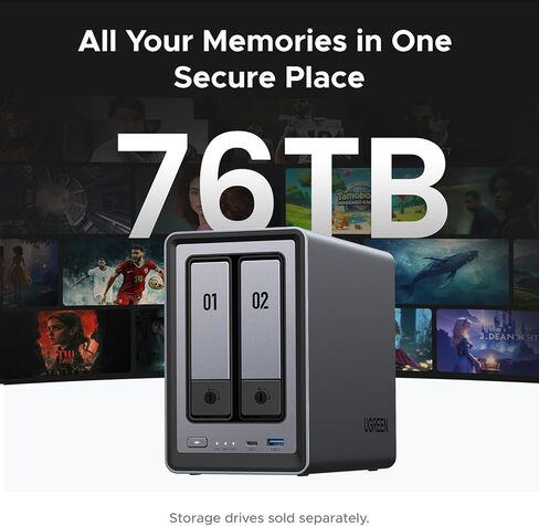 UGREEN NASync DXP2800 2-Bay Desktop NAS,Network Attached Storage (Diskless) Bundle with HDMI Cable Right Angle 4K 90 Degree HDMI Cord 3.3FT in Saudi Arabia