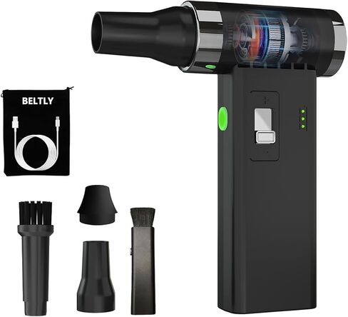 Compressed Air Duster – 110,000 RPM Super Power Cordless FT03 Electric Blower with Brushless Motor, 0-100 Speed Adjustable Jet Fan, Dust Blower for Keyboard, PC, Car & Outdoor Cleaning (Black) in Saudi Arabia