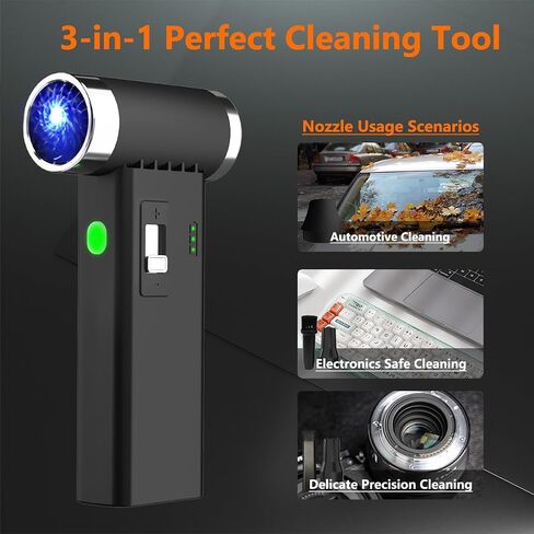Compressed Air Duster – 110,000 RPM Super Power Cordless FT03 Electric Blower with Brushless Motor, 0-100 Speed Adjustable Jet Fan, Dust Blower for Keyboard, PC, Car & Outdoor Cleaning (Black) in Saudi Arabia