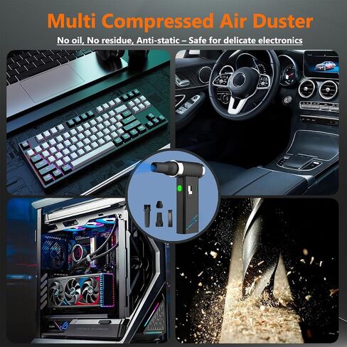 Compressed Air Duster – 110,000 RPM Super Power Cordless FT03 Electric Blower with Brushless Motor, 0-100 Speed Adjustable Jet Fan, Dust Blower for Keyboard, PC, Car & Outdoor Cleaning (Black) in Saudi Arabia
