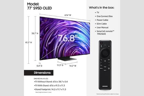 Samsung QN77S95DDFXZA 77 بوصة OLED 4K SMART TV مع Samsung HW-Q900F Q Soundbar 7.1.2 CH SPEWOOFER (2024) in Saudi Arabia