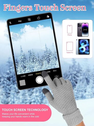 Suhine 8 مجموعة قفازات الشتاء وقبعة مجموعة 8 قطع قبعات الشتاء المحبوكة الدافئة للنساء 8 أزواج قفازات لمس ناعمة بيني قفازات نسائية دافئة للنساء الطقس البارد، 7 ألوان in Kuwait