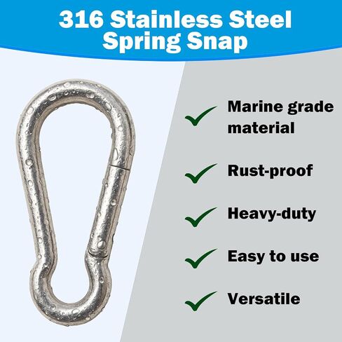 Marine Grade 316 Stainless Steel Carabiners Heavy Duty, Durable & Rust-Free Clips for Gym, Swing, Dog Leashes, Hammocks, Keychains, and More in Saudi Arabia