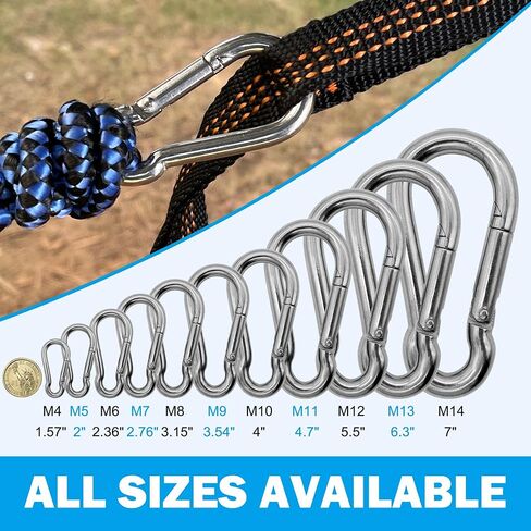Marine Grade 316 Stainless Steel Carabiners Heavy Duty, Durable & Rust-Free Clips for Gym, Swing, Dog Leashes, Hammocks, Keychains, and More in Saudi Arabia