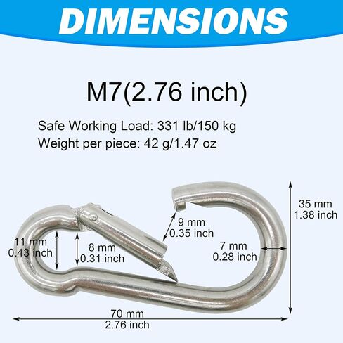 Marine Grade 316 Stainless Steel Carabiners Heavy Duty, Durable & Rust-Free Clips for Gym, Swing, Dog Leashes, Hammocks, Keychains, and More in Saudi Arabia