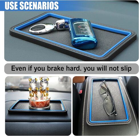 Car Dashboard Anti-Slip Grip Mat, Cell Phone Holder Gel Pad, Multifunctional Dashboard Sticky Pad, Universal Vehicle Interior Accessories for GPS, Keychains, Sunglasses (Blue) in Saudi Arabia