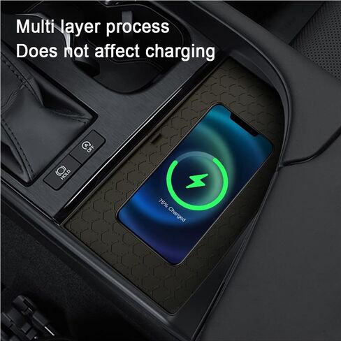 Center Console Mat Wireless Charging Mat Compatible with Lexus ES ES250 ES300h 2022 2023 2024 Car Non Slip Wireless Charger Silicone Cover Pad (Black) in Saudi Arabia