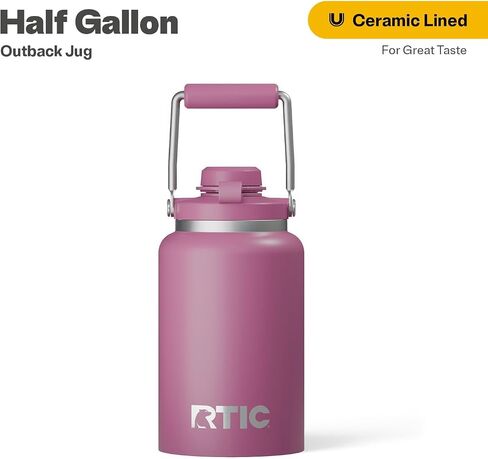 RCIT Half Gallon Outback Jug ، الفولاذ المقاوم للصدأ ، زجاجة ماء معزول مع غطاء ومقبض ، عزل فراغ خالي in Saudi Arabia