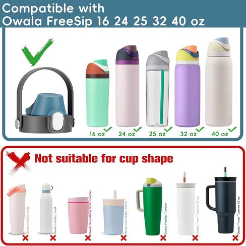 2 IN 1 Lid for Owala Freesip Water Bottle, Replacement Lid for Owala 16oz 24oz 25oz 32oz 40oz, One Button Water Bottle Top Lid, BPA-Free Owala Accessories, Leak-Proof and Dishwasher Safe in Saudi Arabia