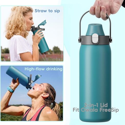 2 IN 1 Lid for Owala Freesip Water Bottle, Replacement Lid for Owala 16oz 24oz 25oz 32oz 40oz, One Button Water Bottle Top Lid, BPA-Free Owala Accessories, Leak-Proof and Dishwasher Safe in Saudi Arabia