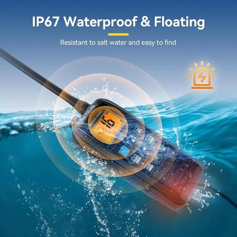 Retevis RM22 Marine Radio, IP67 Waterproof Handheld Floating Radio, High Power, Noise Cancelling Mic, NOAA Weather, 2200mAh, USB Charging, Backlit LCD Display, Boat Radios for Kayak Fishing(2 Pack) in Saudi Arabia