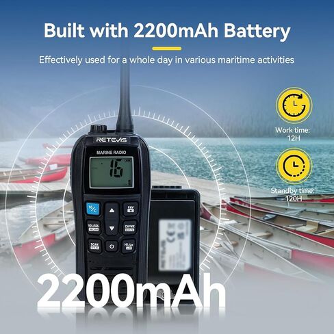 Retevis RM22 Marine Radio, IP67 Waterproof Handheld Floating Radio, High Power, Noise Cancelling Mic, NOAA Weather, 2200mAh, USB Charging, Backlit LCD Display, Boat Radios for Kayak Fishing(2 Pack) in Saudi Arabia
