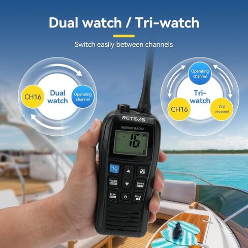 Retevis RM22 Marine Radio, IP67 Waterproof Handheld Floating Radio, High Power, Noise Cancelling Mic, NOAA Weather, 2200mAh, USB Charging, Backlit LCD Display, Boat Radios for Kayak Fishing(2 Pack) in Saudi Arabia