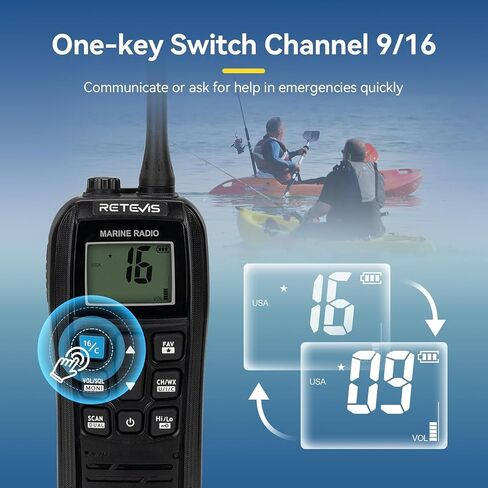 Retevis RM22 Marine Radio, IP67 Waterproof Handheld Floating Radio, High Power, Noise Cancelling Mic, NOAA Weather, 2200mAh, USB Charging, Backlit LCD Display, Boat Radios for Kayak Fishing(2 Pack) in Saudi Arabia