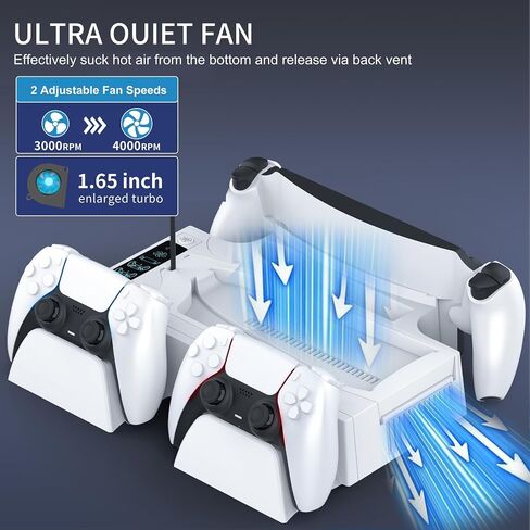 PS5 / PS5 Slim Cooling Station with PlayStation Portal and Controller Charging Station, Cooling Stand for PlayStation 5 Console, PS 5 Portal Dock Accessories with Cooler Fan, Headset Holder, 4 USB Hub in Saudi Arabia