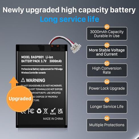 3000mAh Battery for Sony PlayStation Dualsense Edge Controller, New Upgrade High Capacity Replacement Battery for Sony PS5 Dualsense Edge Wireless Controller with Repair Tool Kit in Saudi Arabia