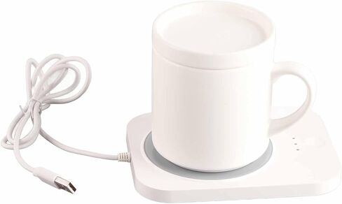 USB Powered Mug Warmer Cup Warmer with 3 Temperature Settings Automatic Power Off Protection Fast Heating for Home Office Desk Use Ceramic ABS Material 15W Power (White) in Saudi Arabia