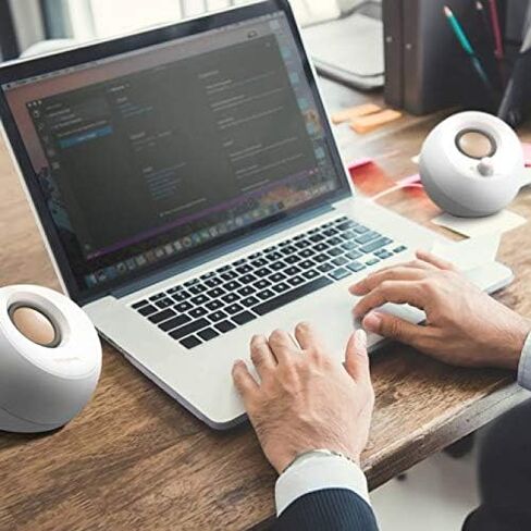 Creative Pebble 2.0 USB-Powered Desktop Speakers with Far-Field Drivers and Passive Radiators for PCs and Laptops (White) (Renewed) in Saudi Arabia