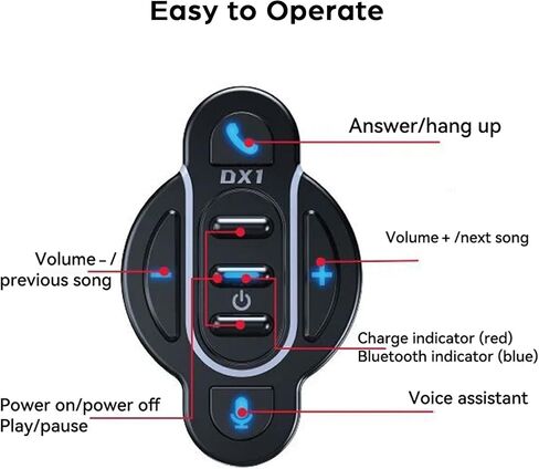 زر وسائط Bluetooth اللاسلكية IPX6 مقاوم للماء عن بعد المساعد صوت الاستيقاظ للدراجة النارية مقود المقود اللاسلكي القابل لإعادة الشحن in Kuwait