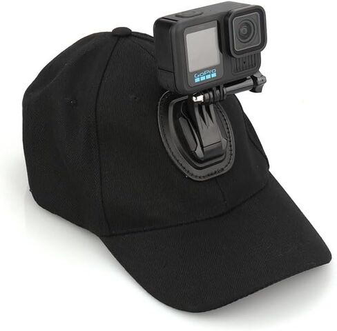 Baseball Hat with Quick Release Buckle Camera Mount Compatible for Hero 13/12/11/10/9/8/7/6/5/4/3 Plus/3/2/1/DJI OSMO Action 5 Pro/4/3, Wool Material Baseball Hat(L 58-62cm) -Black in Saudi Arabia