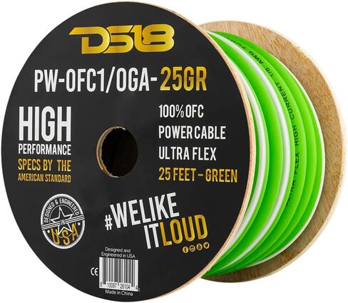 DS18 PW-EOFC1/0GA-25BK 1/0 CARGE CAR AUDIO AUDIO CABLE 25 قدمًا أسودًا فائقًا فليت فليكس بنسبة 100 ٪ من النحاس-سلك بطارية اللحام ، وأسلاك السيارات RV ، وسيارة أمبير مكبر صوت هومر ستيريو in Saudi Arabia