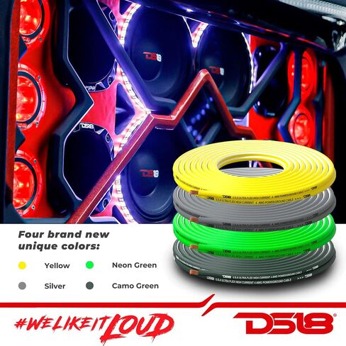 DS18 PW-EOFC1/0GA-25BK 1/0 CARGE CAR AUDIO AUDIO CABLE 25 قدمًا أسودًا فائقًا فليت فليكس بنسبة 100 ٪ من النحاس-سلك بطارية اللحام ، وأسلاك السيارات RV ، وسيارة أمبير مكبر صوت هومر ستيريو in Saudi Arabia