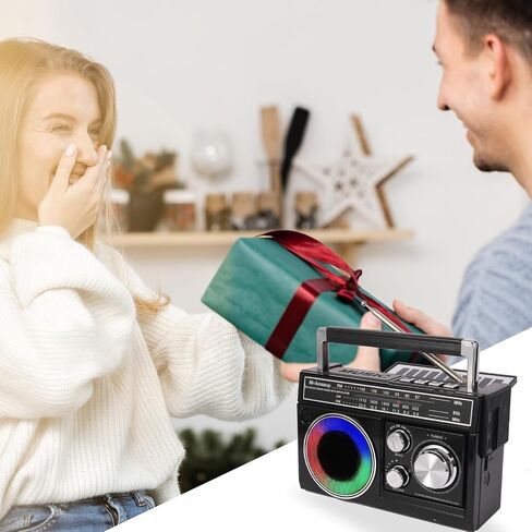 Radios Portable AM ​​FM ، راديو محمول مع مكبر صوت بلوتوث ومصباح يدوي ، استقبال قوي مع مصابيح مزاجية ملونة ، بطاقة TF ، الطاقة الشمسية/البطارية/AC قابلة لإعادة الشحن للهدية ، الأكبر ، المنزل ، الأسود in Saudi Arabia
