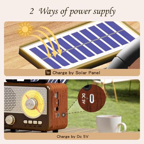 Radio Portable AM FM SW Bluetooth Speaker Vintage Radios with Phone Stand TF Card/AUX/USB Small Retro Radio Battery Powered&Solar for Outdoor Old Vintage Decor Birthday Gifts for Women,Men,Dad in Saudi Arabia